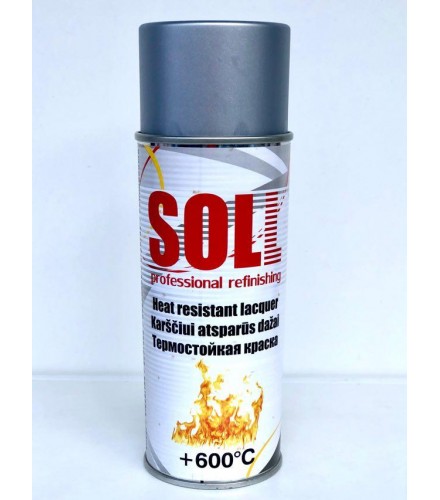 Термостойкая краска SOLL HEAT RESISTANT PAINT,серебряный, 400 мл