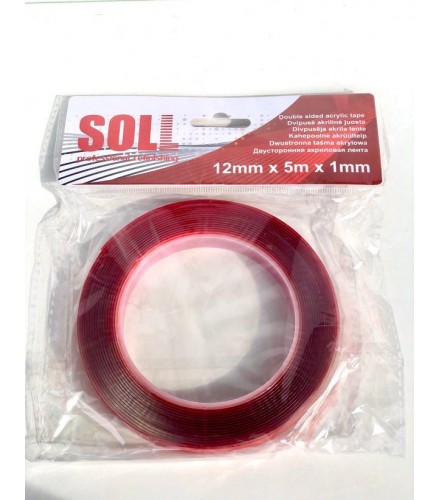 SOLL DOUBLE SIDED ACRYLIC TAPE двусторонняя акриловая лента 12мм	х5м	x1мм 